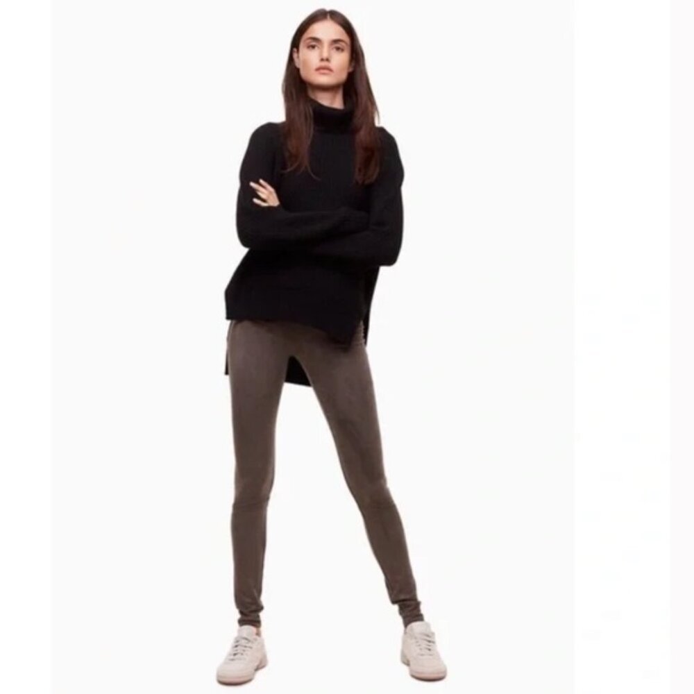 Aritzia Wilfred DARIA Faux Suede High Waist Rise Stretch Leggings Pants Vegan XS